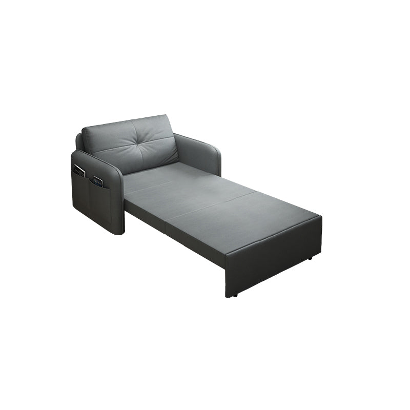 Foldable Faux leather Sleeper Sofa with Storage 35.43" High Gray