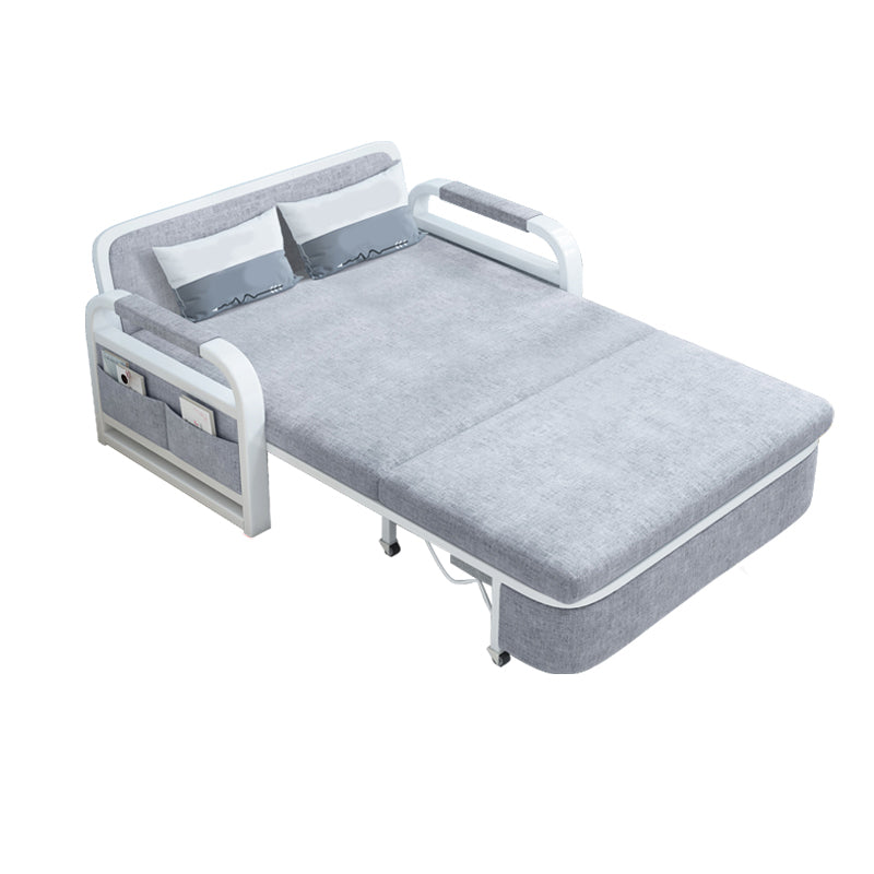 Foldable Linen Sleeper Sofa with Storage 30.7" Wide Gray Contemporary