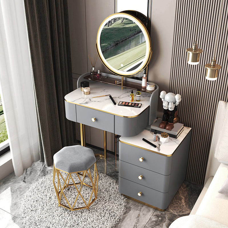 Glam Wooden With Drawer Bedroom Lighted Mirror Make-up Vanity