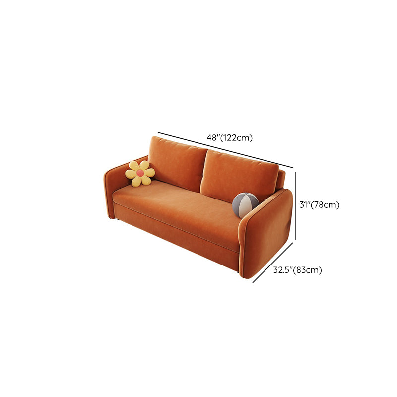 32.67" Wide Futon Sofa Bed with Storage Foldable Orange Synthetic Fiber