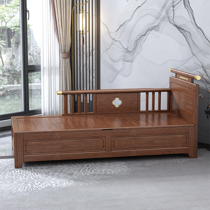 Cushioned Cotton Blend Chaise Lounge Daybed in Walnut of 72.4" W