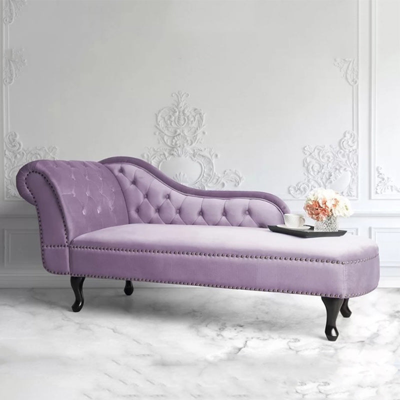 Button Tufted Chaise Lounge Couch with Rolled Arms - 66.9" W