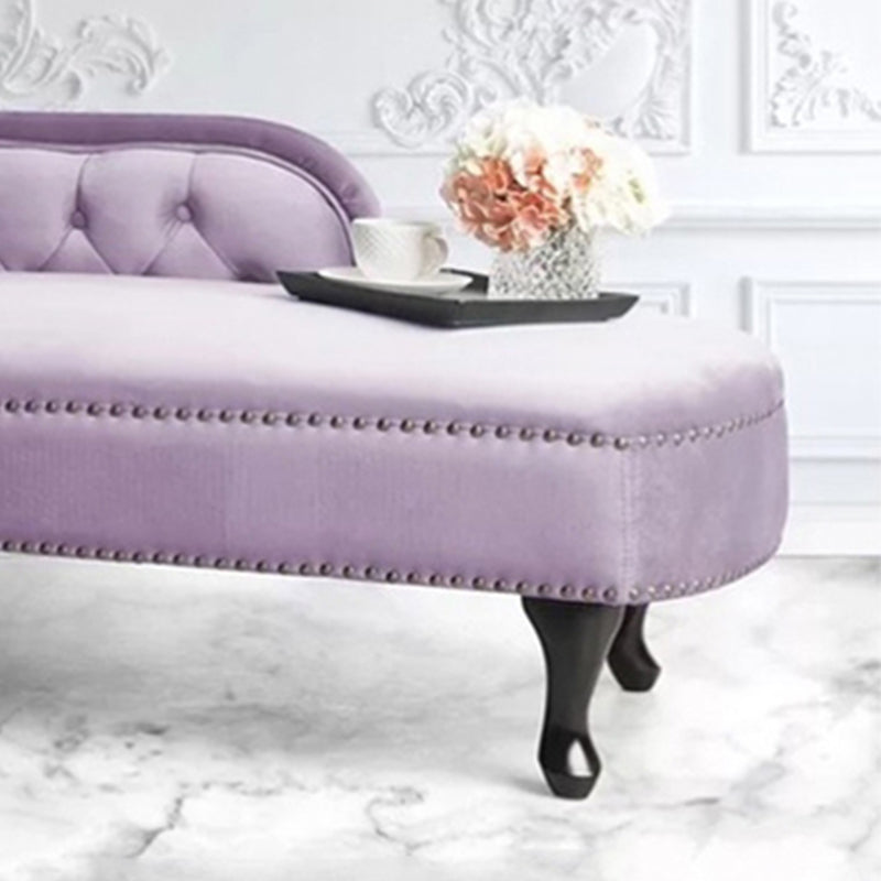 Button Tufted Chaise Lounge Couch with Rolled Arms - 66.9" W