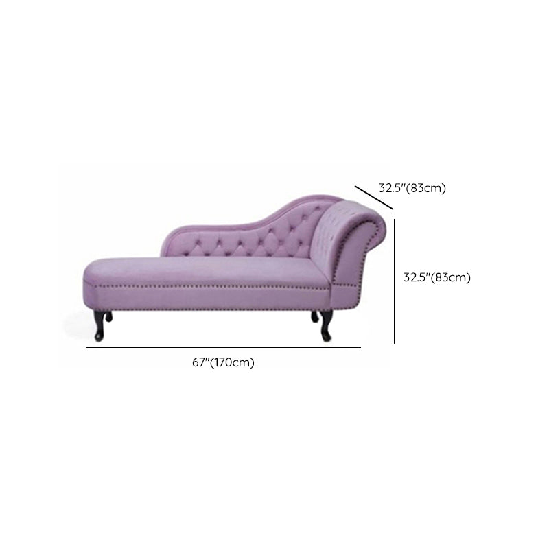 Button Tufted Chaise Lounge Couch with Rolled Arms - 66.9" W