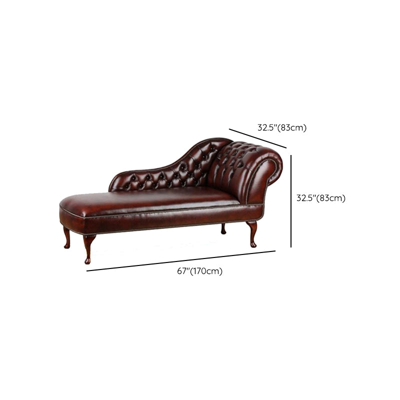 Button Tufted Chaise Lounge Couch with Rolled Arms - 66.9" W