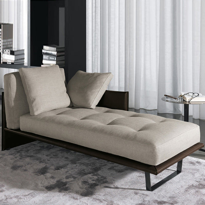 Contemporary Tufted Cotton Blend Chaise Lounge with Square Arm and Extra 2 Pillows