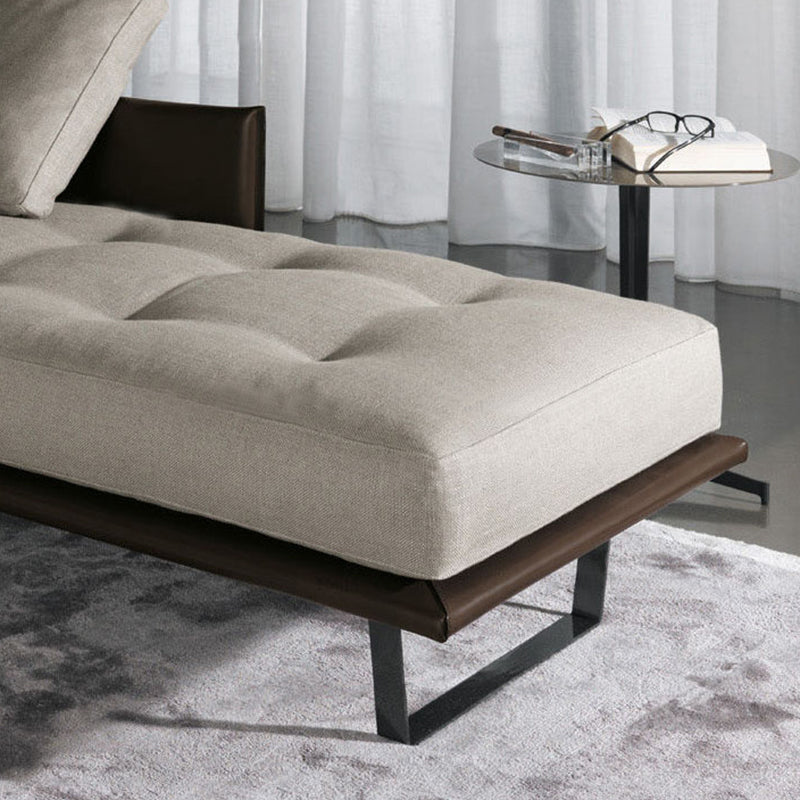 Contemporary Tufted Cotton Blend Chaise Lounge with Square Arm and Extra 2 Pillows