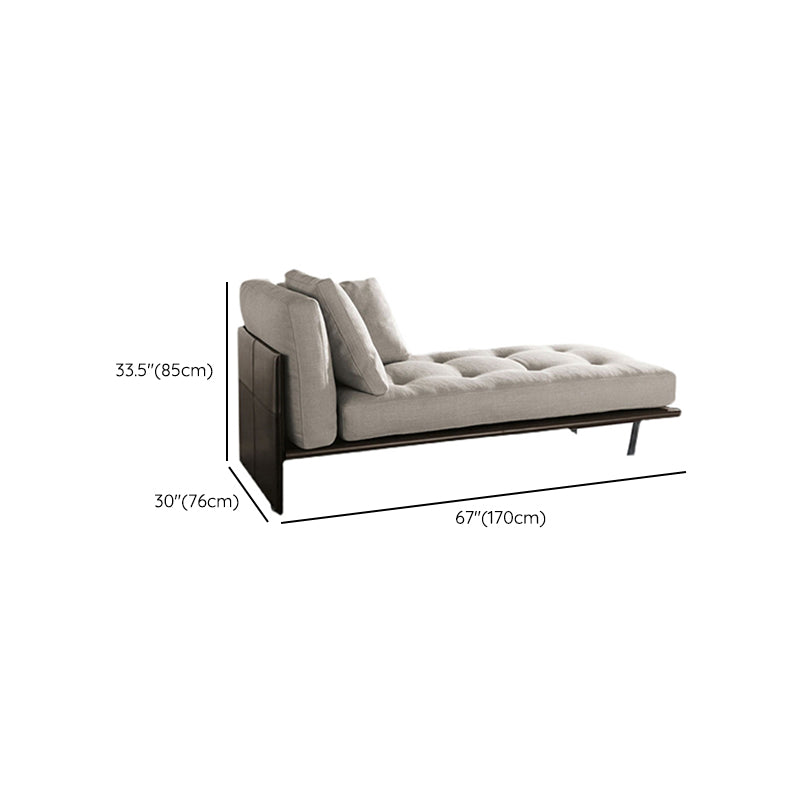 Contemporary Tufted Cotton Blend Chaise Lounge with Square Arm and Extra 2 Pillows