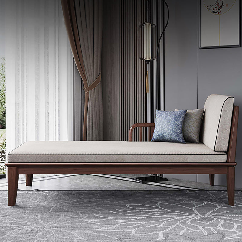 71.65" L Walnut Slipcovered Chaise Lounge Couch with 2 Pillows