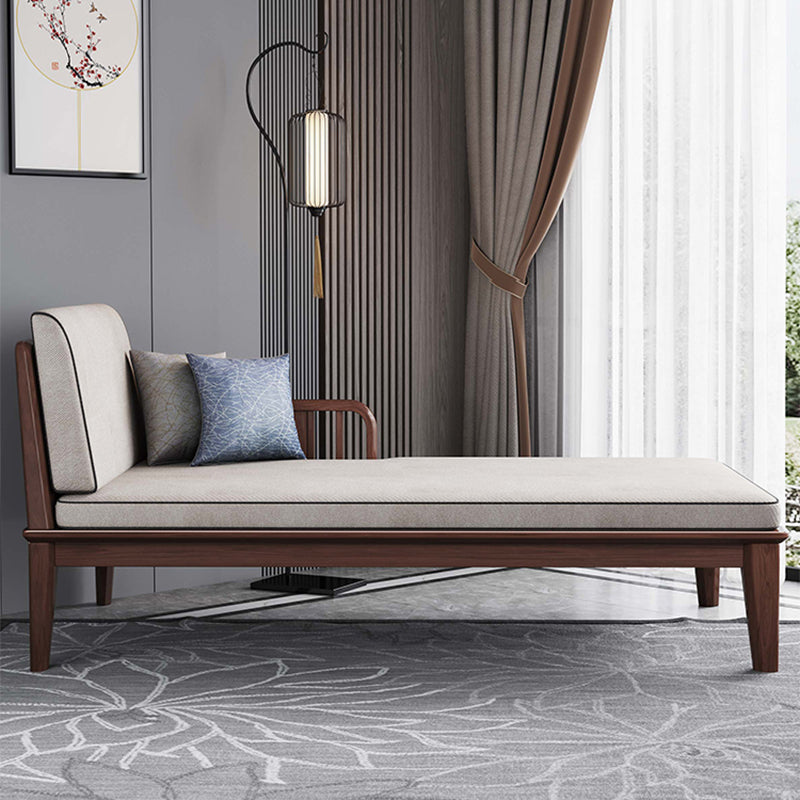 71.65" L Walnut Slipcovered Chaise Lounge Couch with 2 Pillows