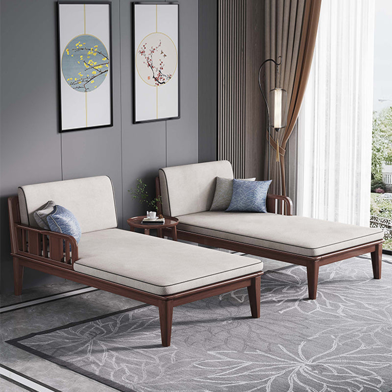 71.65" L Walnut Slipcovered Chaise Lounge Couch with 2 Pillows