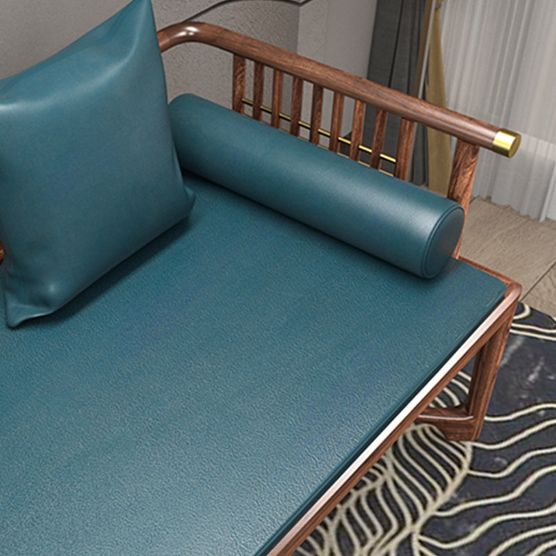 Oversized Solid Wood Chaise Lounge Couch in Brown with Square Arm
