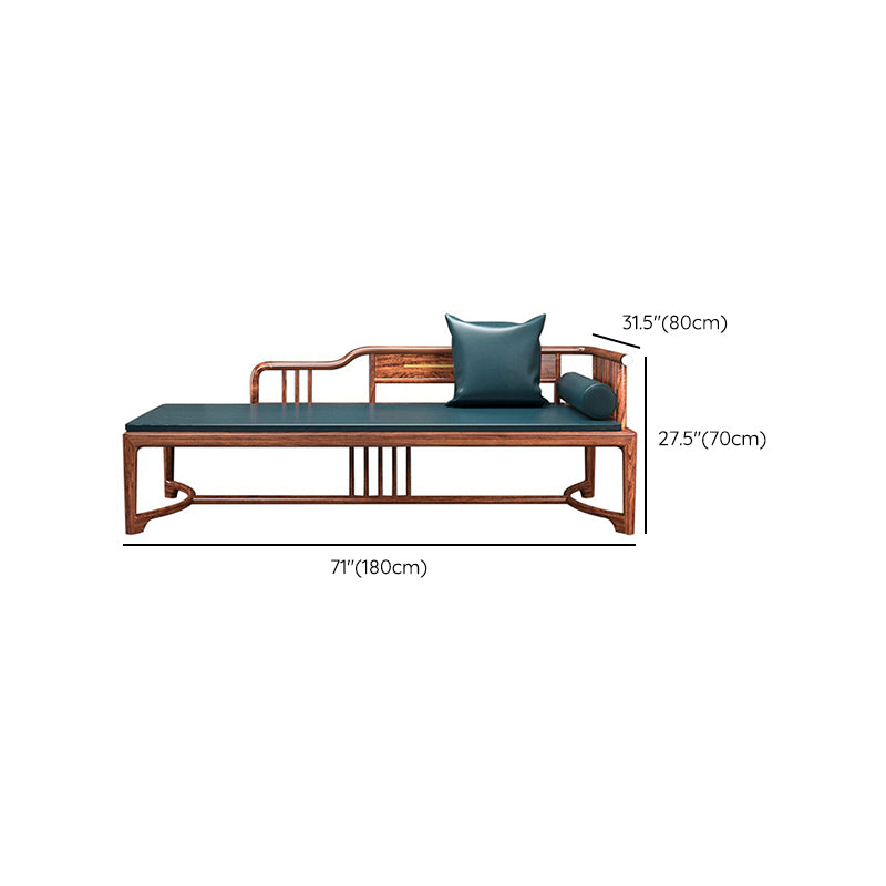 Oversized Solid Wood Chaise Lounge Couch in Brown with Square Arm