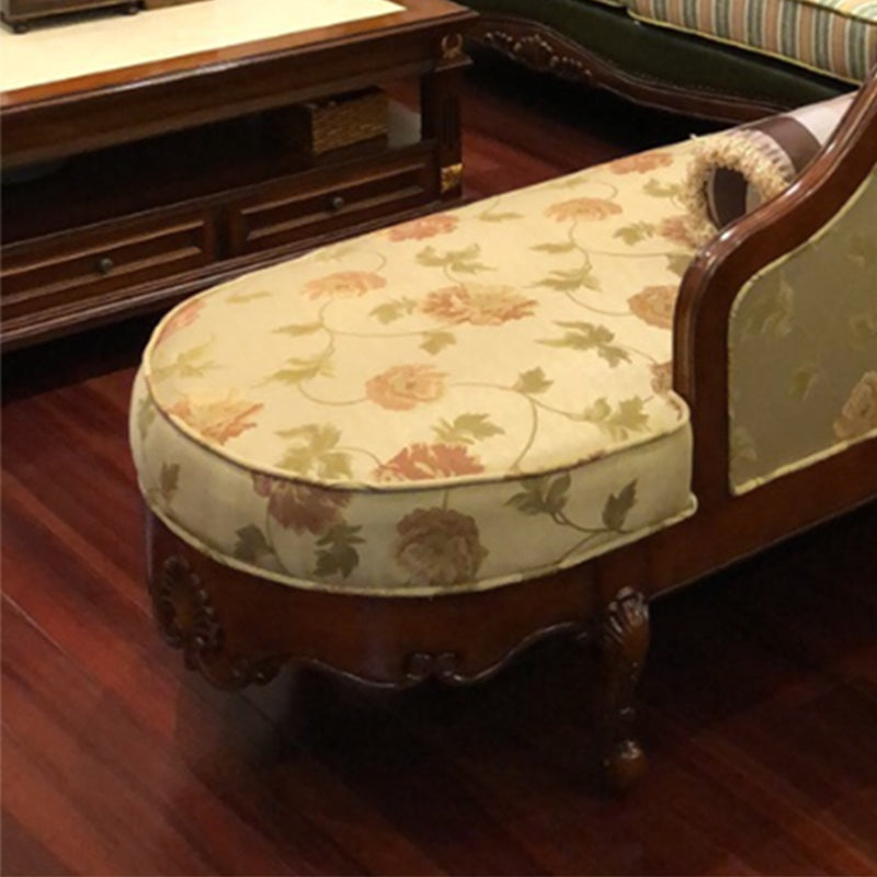 Traditional Floral Chaise Lounge Couch Bedroom Living Room Chaise with Rolled Arms