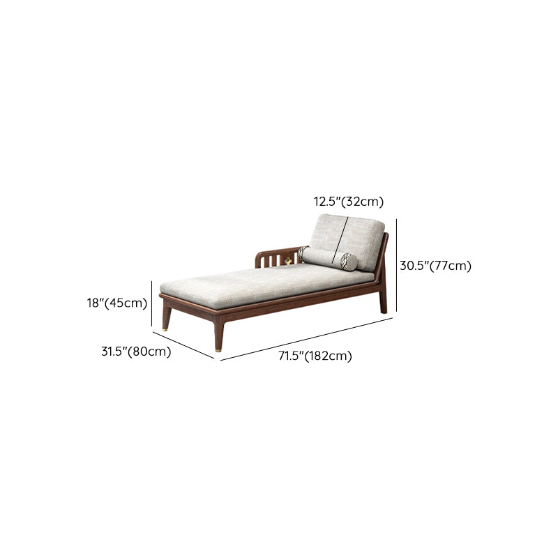 Walnut Slipcovered Cotton Blend Chaise Lounge Couch with Square Arms