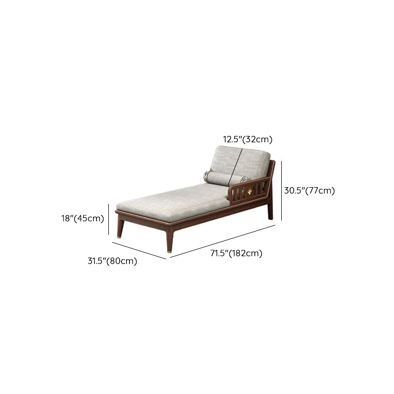 Walnut Slipcovered Cotton Blend Chaise Lounge Couch with Square Arms