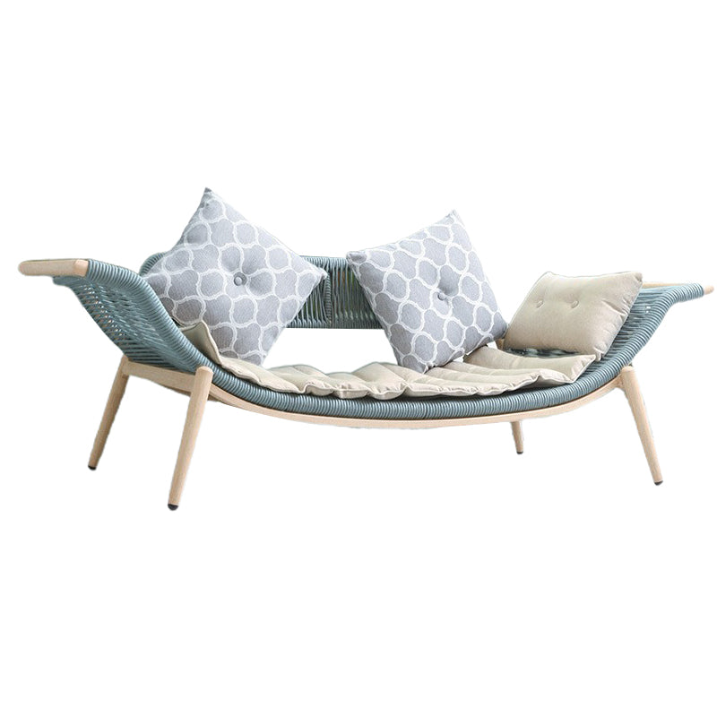 Modern Rattan with Arms Chaise Flared Arms with Legs for Bedroom Living Room