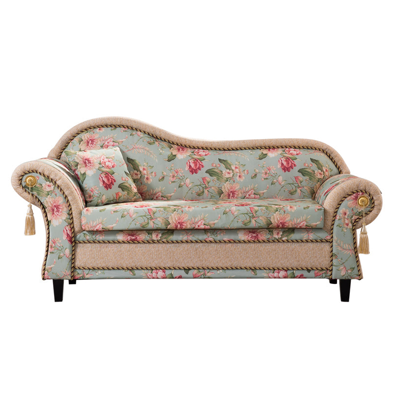 Floral with Arms Chaise Flared Arms with Legs for Bedroom Living Room