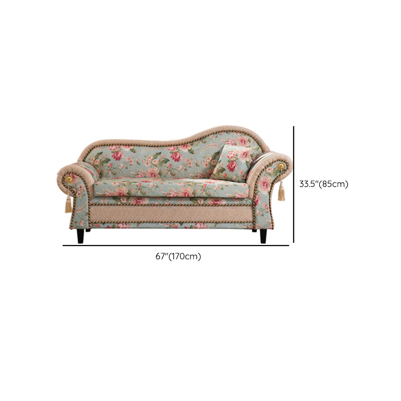 Floral with Arms Chaise Flared Arms with Legs for Bedroom Living Room