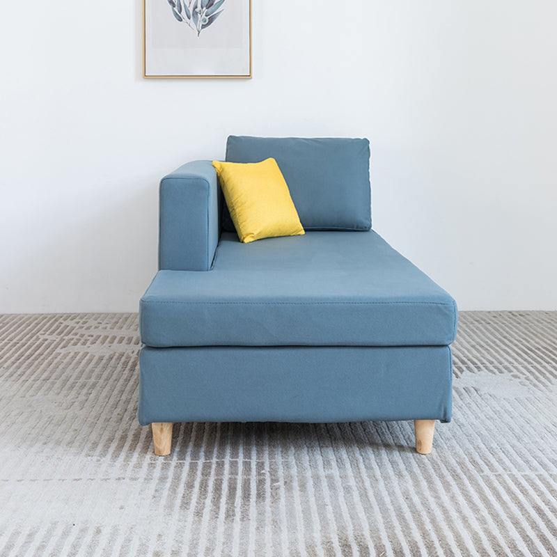 Wood One Armed Scandinavian Chaise Square Arms with Legs for Living Room