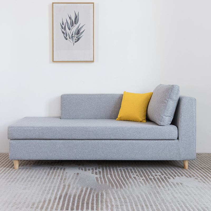 Wood One Armed Scandinavian Chaise Square Arms with Legs for Living Room