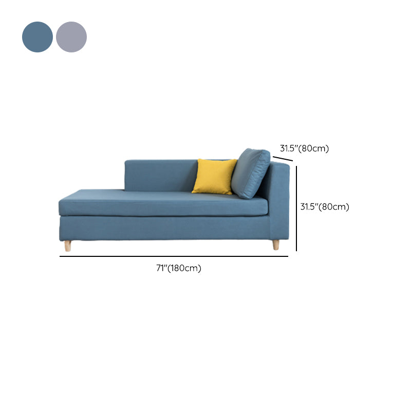 Wood One Armed Scandinavian Chaise Square Arms with Legs for Living Room