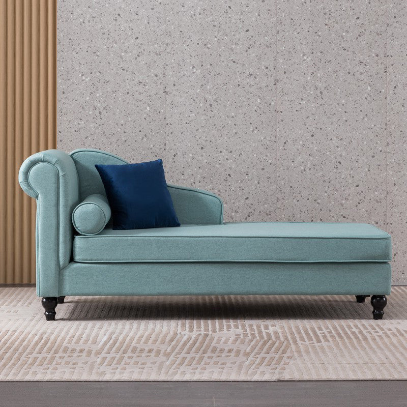 Wood One Armed Contemporary Chaise Rolled Arms with Legs for Living Room