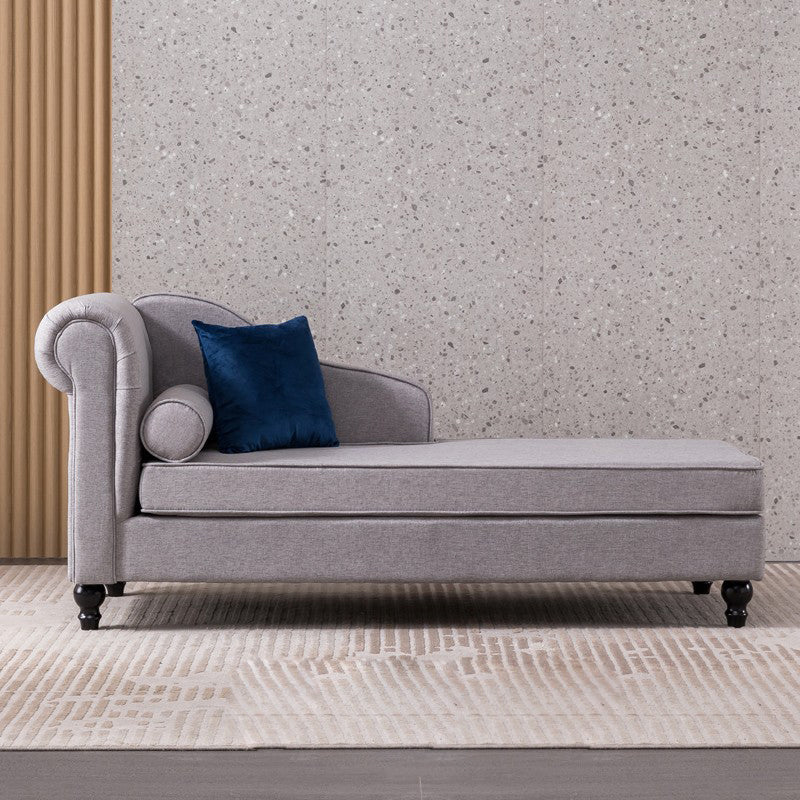 Wood One Armed Contemporary Chaise Rolled Arms with Legs for Living Room