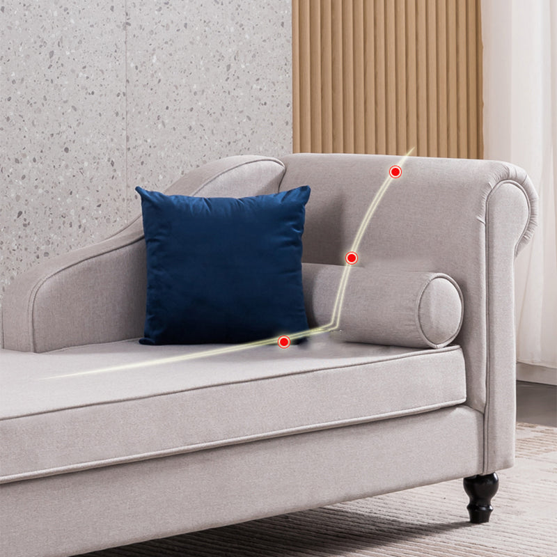 Wood One Armed Contemporary Chaise Rolled Arms with Legs for Living Room
