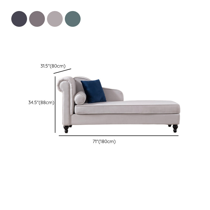 Wood One Armed Contemporary Chaise Rolled Arms with Legs for Living Room