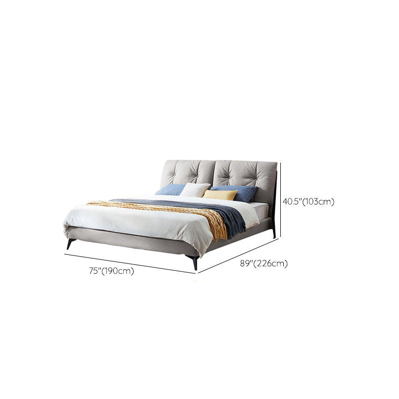 40.55" High Gray Standard Bed with Upholstered Headboard Mattress Included Wood