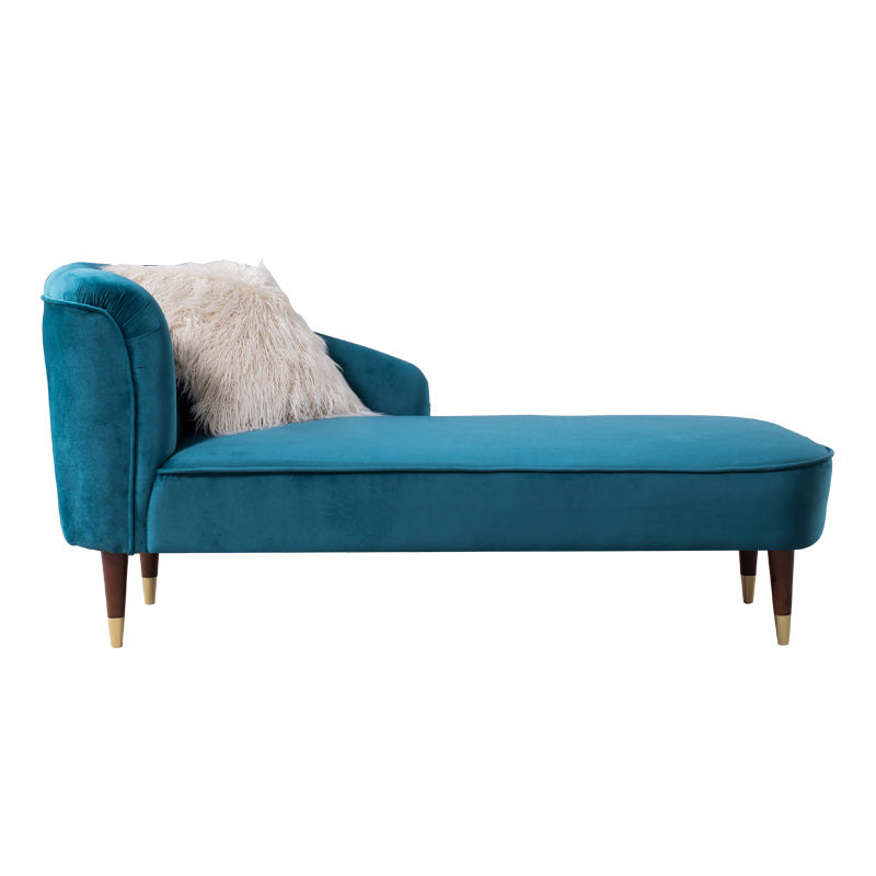 Wood One Armed Glam Chaise Rolled Arms with Legs for Living Room