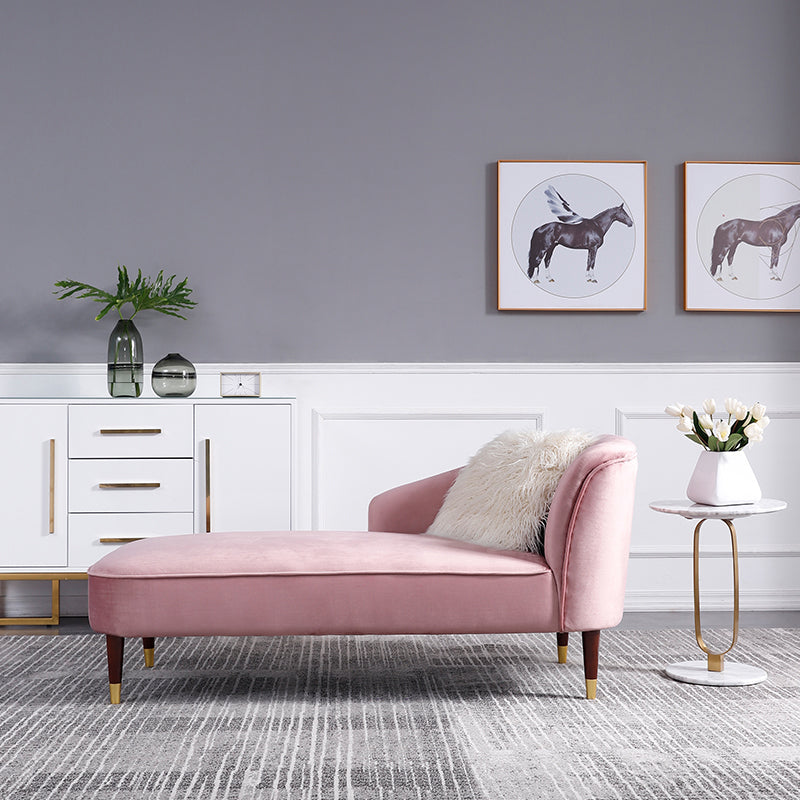 Wood One Armed Glam Chaise Rolled Arms with Legs for Living Room