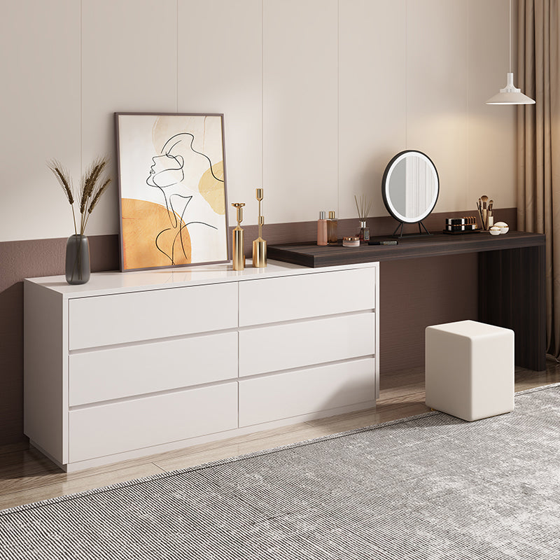 3-Piece Modern Lighted Mirror Wood Vanity Dressing Table Set with Drawer