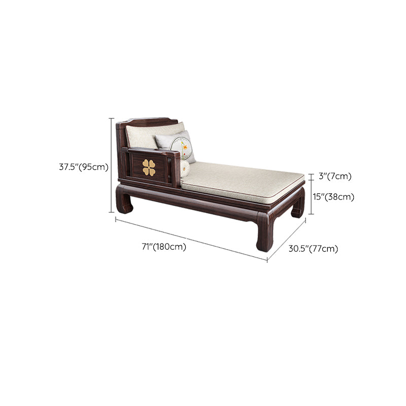 Traditional Brown with Arms Chaise Wood for Bedroom Living Room