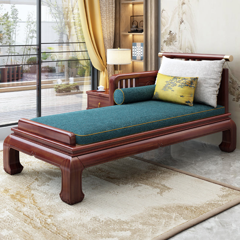 Traditional with Arms Wooden Chaise with Pillow Round Arms for Living Room