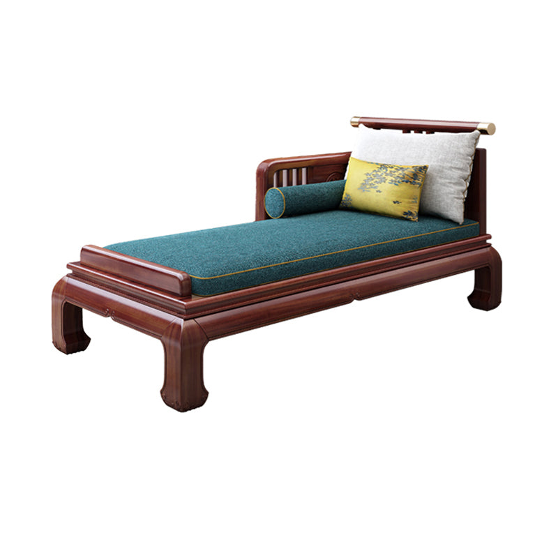 Traditional with Arms Wooden Chaise with Pillow Round Arms for Living Room