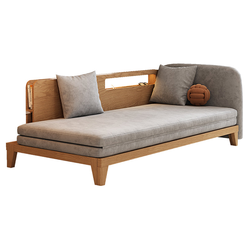 Solid Wood Removable Scandinavian Sleeper Sofa Bed in Grey Finish