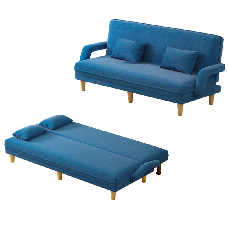 Scandinavian Removable Cushions Fabric Square Arms Futon Sleeper Sofa Bed
