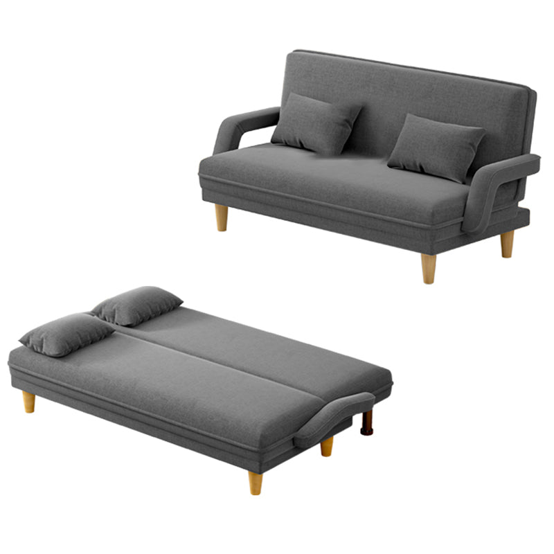 Scandinavian Removable Cushions Fabric Square Arms Futon Sleeper Sofa Bed