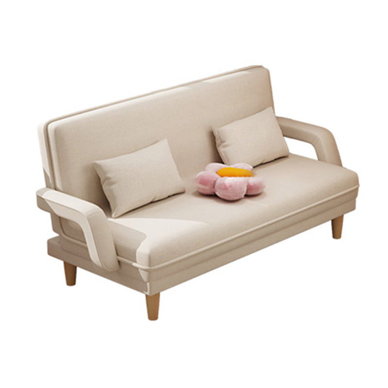 Scandinavian Removable Cushions Fabric Square Arms Futon Sleeper Sofa Bed