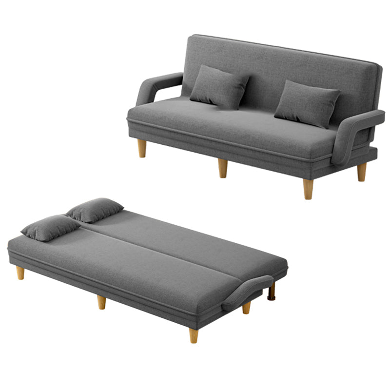 Scandinavian Removable Cushions Fabric Square Arms Futon Sleeper Sofa Bed