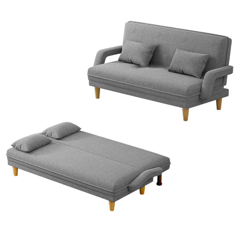 Scandinavian Removable Cushions Fabric Square Arms Futon Sleeper Sofa Bed
