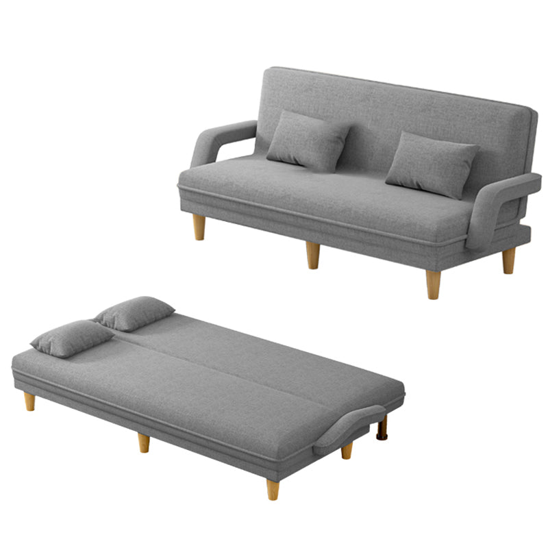 Scandinavian Removable Cushions Fabric Square Arms Futon Sleeper Sofa Bed