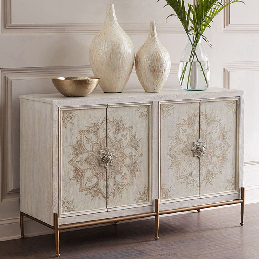 White Knobs Wood Cabinets Included Accent Cabinet with Straight Legs