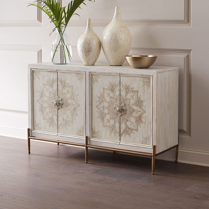 White Knobs Wood Cabinets Included Accent Cabinet with Straight Legs
