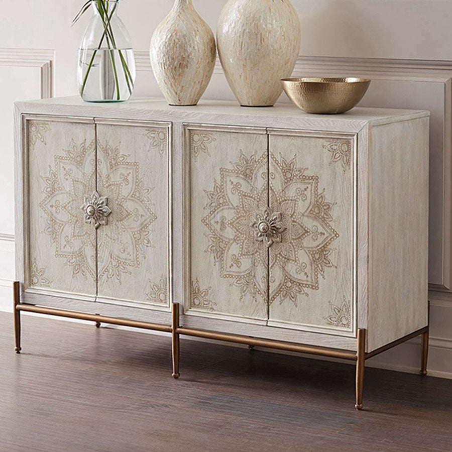 White Knobs Wood Cabinets Included Accent Cabinet with Straight Legs