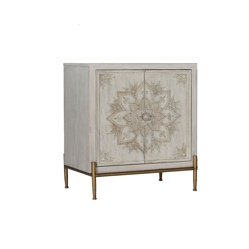 White Knobs Wood Cabinets Included Accent Cabinet with Straight Legs