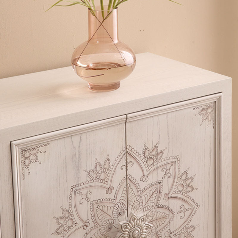 White Knobs Wood Cabinets Included Accent Cabinet with Straight Legs