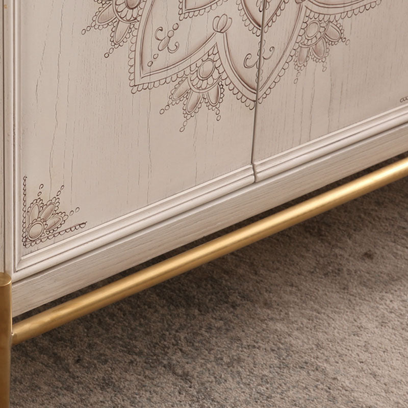 White Knobs Wood Cabinets Included Accent Cabinet with Straight Legs